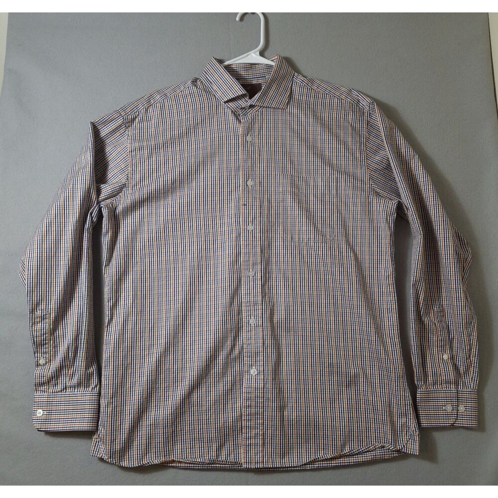 Laksen Sporting Shirt Mens XL Two Ply Twill Cotton Rainbow Micro Gingham Check